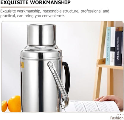 Insulated Water Bottle 3.2L Large Capacity Stainless Steel Flask Glass Inner Liner Vacuum Insulated for Beverages for Home Gym and Camping