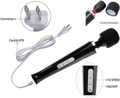 Massager Big Tool Deep Tissue Body Massager for Muscle Relief Back Neck Hand Foot Leg Arm Massage Powerful Handheld Tool for Women Muti Speeds (Black Big)