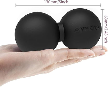 Peanut Massage Ball,Double Lacrosse Ball for Neck Sore Muscles,Medium Density Myofascial Release Massager Ball for Deep-Tissue Massage Muscle Knots Yoga Therapy(Black)