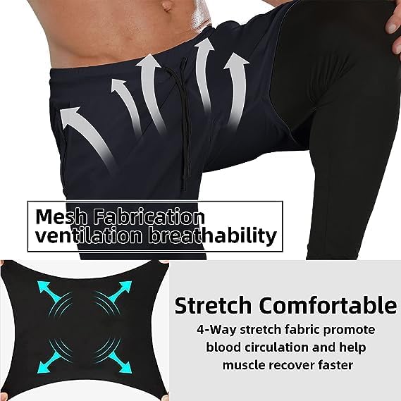 OEBLD Mens 2 in 1 Athletic Running Pants Quick Dry Gym Workout Shorts for Men Compression Pants with Pockets