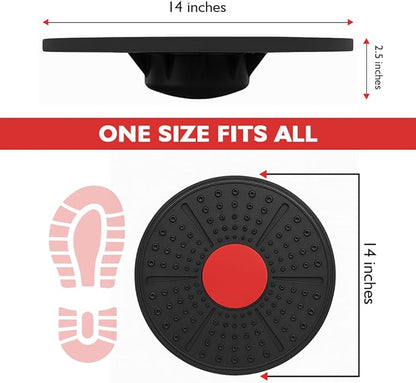 Balance Board 360° Rotating Core Strength & Stability Trainer for Home Gym, Fitness, Physical Therapy & Rehabilitation, Non-Slip Textured Wobble Board for Balance