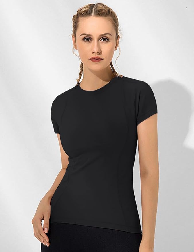 Loovoo Women Workout Shirts 1/2/3 Pack Athletic Compression Tee Dry Fit Yoga Gym Basic Tops