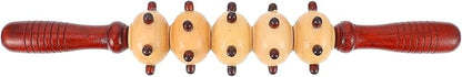 Wooden Belly Massager Roller Spiked Five-Wheel Design, Portable Deep Tissue Massage Stick for Muscle Relaxation and Fitness