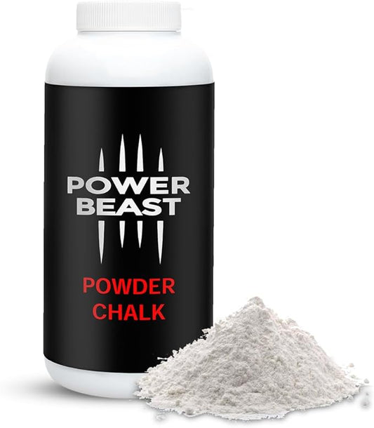 POWER BEAST Powder Chalk Bottle Gym 120 Gr - 4.3 Oz, Gym Chalk, Magnesium Carbonate for Better Grip, Weightlifting, Rock Climbing, Gymnastics, Bouldering, Weightlifting, Pool Billiards.