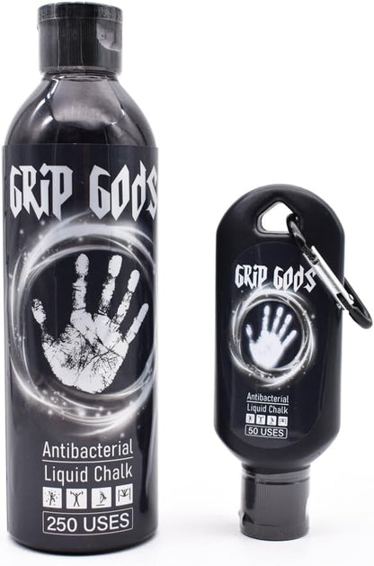 Generic Grip Gods Liquid Chalk Combo Travel Bottle (50ML) & Refill Bottle (250ML) for Weight Lifting, Gym, Rock Climbing, Pole Grip, Gymnastics, Sports, and Workout Chalk., White