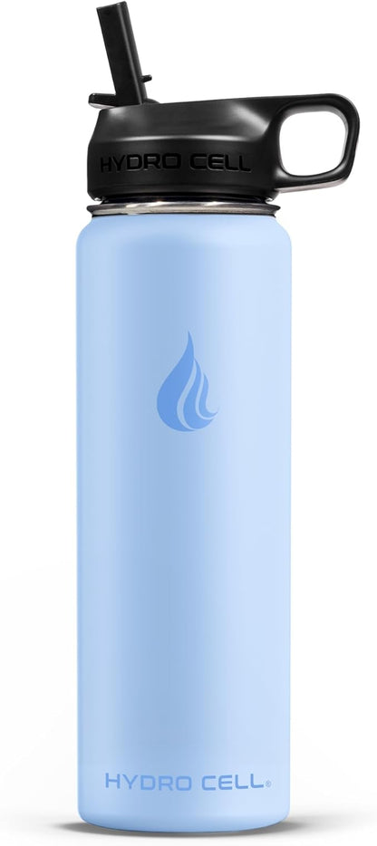 HYDRO CELL Stainless Steel Insulated Water Bottle with Straw - For Cold & Hot Drinks - Metal Vacuum Flask with Screw Cap and Modern Leakproof Sport Thermos for Adults (Glacier 24oz)