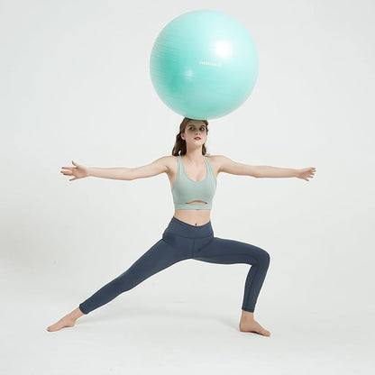 Yoga Ball Chair with 65cm Exercise Ball & 2 Resistance Bands, Stability Base for Home Office, Yoga, Pilates & Fitness, Balance Ball for Posture, Core Strength & Low Impact Workouts