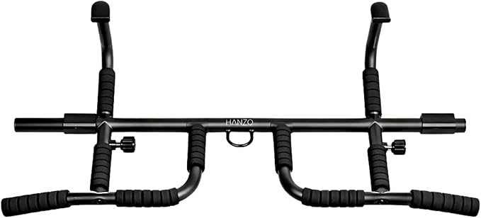 HANZO Doorway Pull Up Bar – Upgraded Heavy Duty Multi-Grip Chin Up Bar for Home Gym – No Screws, Strength Training Workout Bar, Door Gym Pullup Bar