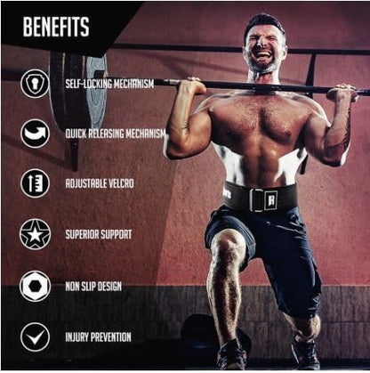 X-Large - Black - Premium Quick-Lock Weight Lifting Belt, Black, Nylon, Superior Support, Non-Slip Design for Weightlifting, Powerlifting, Functional Fitness Training