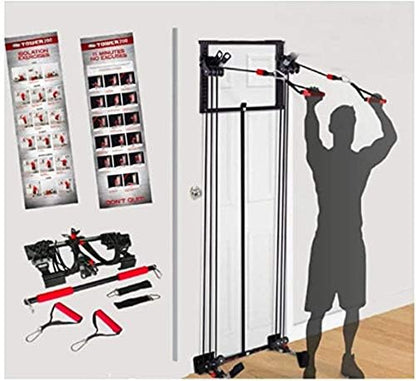 Tower 200, Complete Gym, Door, Gym, Body Building, Workout Equipment Doorway Fitness, Exercise Bands, Resistance Bands Set Men Weight Loss, Body Tower, x Factor, Anti Aging, Women, Free Straight bar