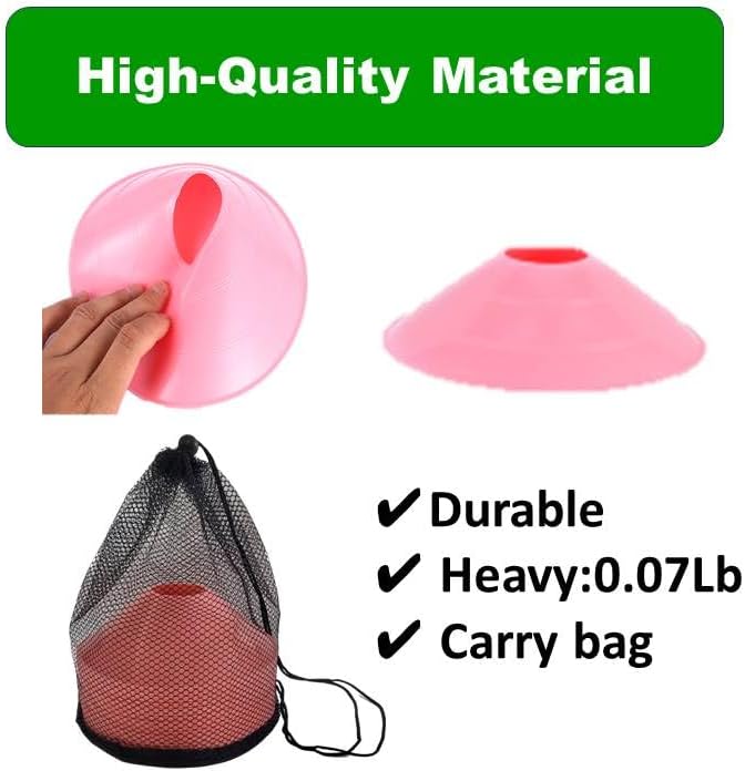 Thicker Disc Cones (Set of 50) Agility Soccer Cones with Carry Bag for Training,Football, Kids, Sports, Field Cone Markers