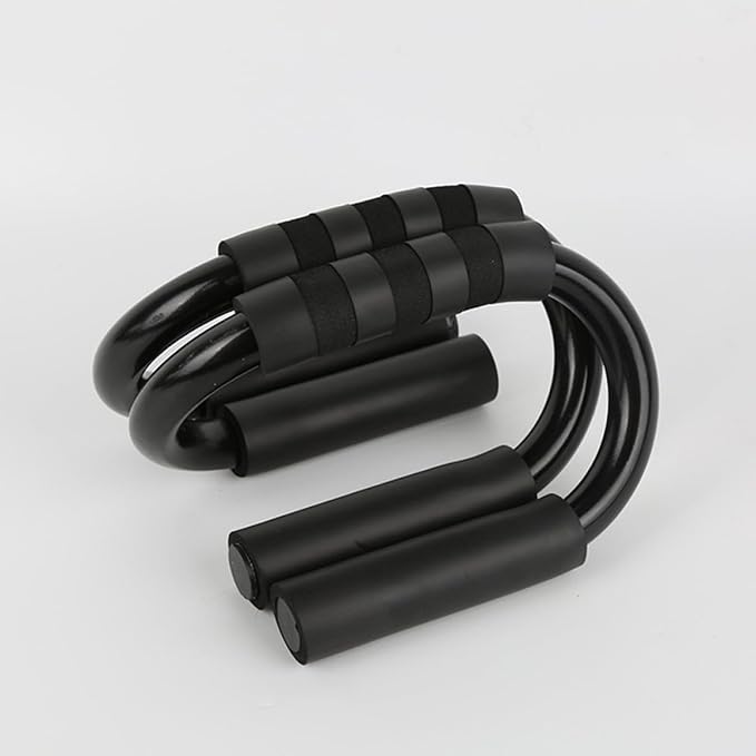 PRETYZOOM S-shaped Push up Rack with Black Handles, Pair of Fitness Push-up Stands for Chest and Core Training, Sturdy Steel Push-up Bars for Home Workout and Strength Training Equipment