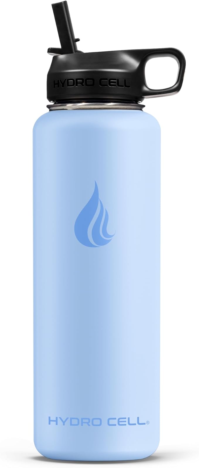 HYDRO CELL Stainless Steel Insulated Water Bottle with Straw - For Cold & Hot Drinks - Metal Vacuum Flask with Screw Cap and Modern Leakproof Sport Thermos for Adults (Glacier 40oz)