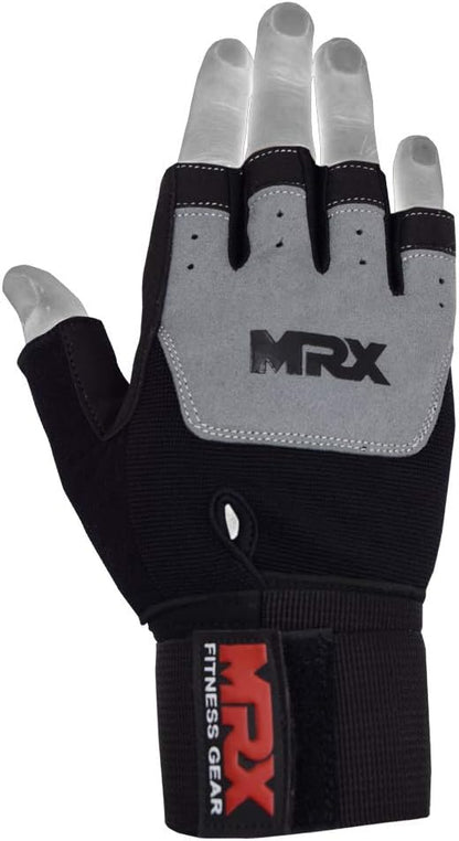 MRX Weight Lifting Pro Level Gloves with 18 Inches Long Wrist Strap Gym Workout Exercise & Fitness in