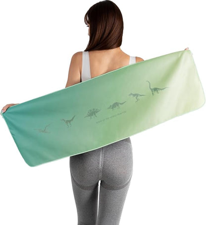 Umade Microfiber Quick Dry Towel, Gym & Hiking Towel Extra Long (40” x 14”) Highly Absorbent, Compact, Lightweight for Face Hair Workout Jogging (Dinosaur (Golden Canopy Green))