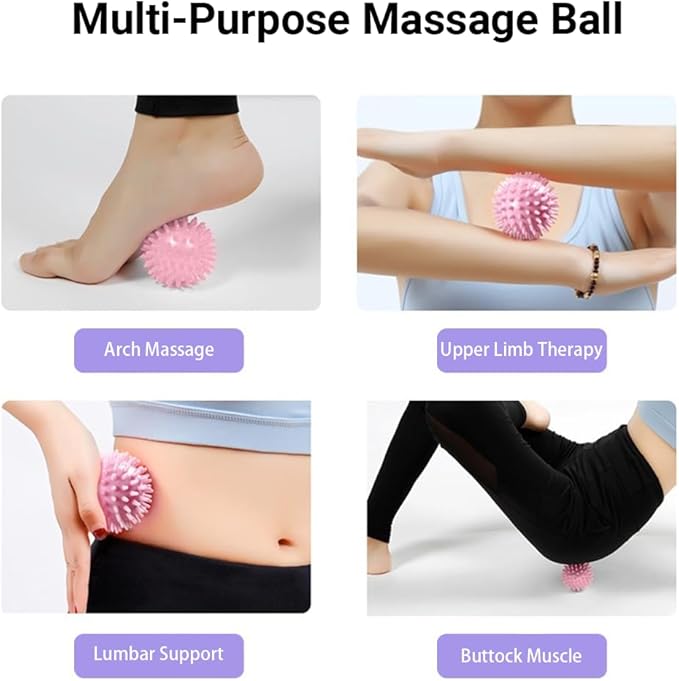 Spiky Peanut Massage Balls,4 Piece Hard Spiky Massage Ball Roller Set，Myofascial Release Ball，Foot Pain Relief, Muscle Therapy, Back Massage, Plantar Fasciitis Support