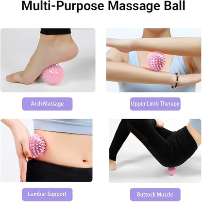 Spiky Peanut Massage Balls,4 Piece Hard Spiky Massage Ball Roller Set，Myofascial Release Ball，Foot Pain Relief, Muscle Therapy, Back Massage, Plantar Fasciitis Support