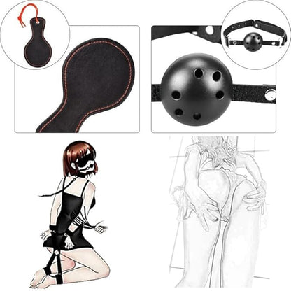 10-Piece Nylon Yoga Endurance Kit, Stylish Stretch Band, Complete Small Tools, Stamina Building, Mutual Training Home Fitness Combo (Black)+Y15