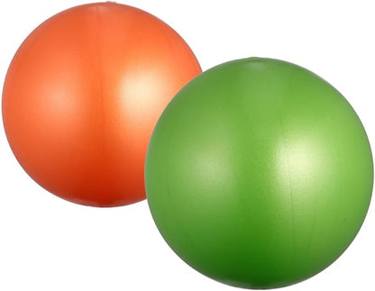 GARVALON 2pcs Anti-Burst Yoga Ball Set, Thickened Mini PVC Exercise Balls for Balancing Stability Trainer, Pilates Fitness Gym Use, Orange and Green, 15-35cm Random Size