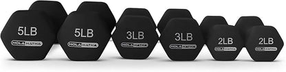 HolaHatha 2, 3, 5, 8, and 10 Pound Neoprene Dumbbell Free Hand Weight Set with Rack, Ideal for Home Exercises to Gain Tone and Definition, Pastel