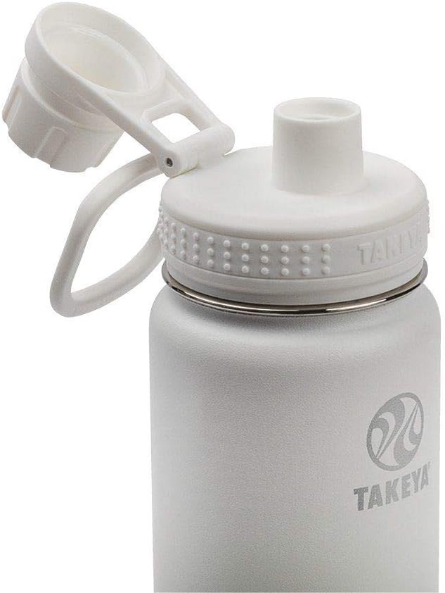 Takeya Actives Stainless Steel Water Bottle, Insulated Spout Lid, Keeps Drinks Cold 24 Hrs, Leakproof, Durable, Dishwasher Safe, Ideal for Gym, Travel, Fits Most Cup Holders, 24 oz/Arctic