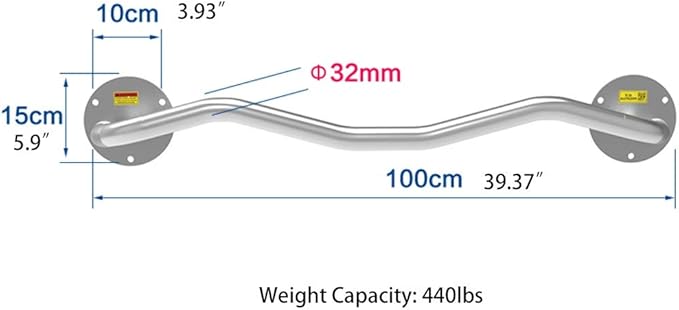 Wall Mounted Pull Up Bars Perfect Fitness Multi-Gym Doorway Pull Up Bar Home Gym Exercise Workout Equipment Strength Training Equipment Fitness Equipment Single Bars for Walls (Color : Silver)