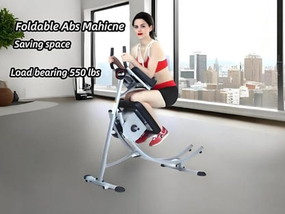 Ab Machine - Adjustable Core Trainer for Home Gym, Foldable Abdominal Strength Training Workout Equipment for Women and Men,Ab Cruncher 550 lbs Weight Capacity Strength Training