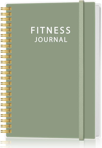 Fitness Journal for Women & Men - A5 Workout Journal/Planner Daily Exercise Log Book to Weight Loss, Gym, Muscle Gain, Bodybuilding Progress - Daily Personal Health & Wellness Tracker, Spiral-Bound, 5.8" x 8.3", Green