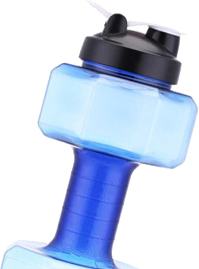 Big Capacity PETG Friendly Cup Dumbbell Shape Drinking Water Bottles Barbell Kettle Body Training Bottle () for Outdoor Camping Travel