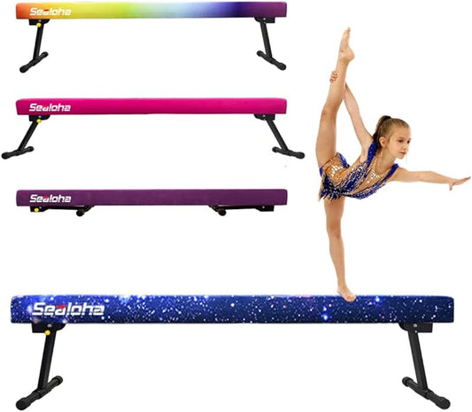 6ft Ultrasimple Adjustable&Foldable Balance Beam,High-Low Floor Beam Suede Gymnastics Equipment,No Tool Require, Gymnastics Beam for Training&Professional HomeTraining