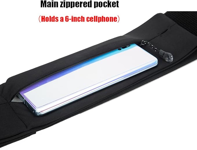 AnsrJ Adjustable Running Belt, Runners Fanny Pack for Women & Men.hidden money belt for travel. Slim Thin Elastic Waistband.Workout Fitness Exercise Gym Phone Holder Belt.