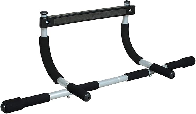 Iron Gym Pull Up Bars - Total Upper Body Workout Bar for Doorway, Adjustable Width Locking, No Screws Portable Door Frame Horizontal Chin-up Bar, Fitness Exercise & Training Equipment for Home,Black, Silver,IRONGMC5