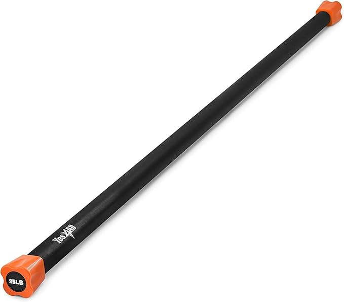 Yes4All Total Body Workout Weighted Bar, Resistance Band Bar, Racks for Strength Training, Exercise Bar for Yoga in Home and Gym - Single/Combo