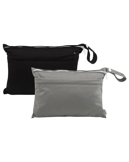 babygoal Wet Dry Bags for Baby Cloth Diapers, Washable Travel Bags, Beach, Pool, Gym Bag for Swimsuits & Wet Clothes with Two Zippered Pockets 2 Pack Small Size 2LNS01