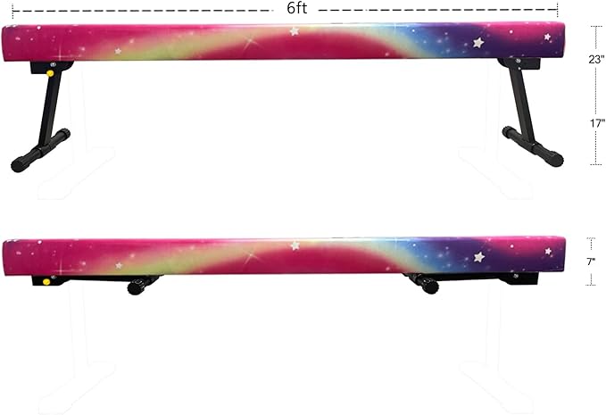 6ft Ultrasimple Adjustable&Foldable Balance Beam,High-Low Floor Beam Suede Gymnastics Equipment,No Tool Require, Gymnastics Beam for Training&Professional HomeTraining