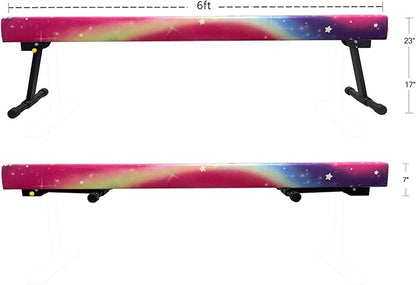 6ft Ultrasimple Adjustable&Foldable Balance Beam,High-Low Floor Beam Suede Gymnastics Equipment,No Tool Require, Gymnastics Beam for Training&Professional HomeTraining