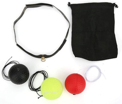 Boxing Reflex Ball Set, 3 Pack with Headband, 3 Difficulty Levels, Training Ball for Punching Speed