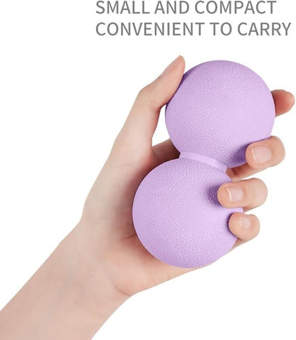Double Lacrosse & Micro-Elastic Peanut Massage Ball - Myofascial Release Tool for Muscle, Back, Foot, and Physical Therapy, Mobility Roller for Acupressure and Relaxation (Purple)
