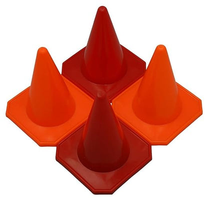 BlueDot Trading 4” Plastic Sports Cones | Agility Cones Games, RC Racing, Outdoor Activities, Soccer Training, Party Games & Decorations - Orange & Red Cones – Set of 10