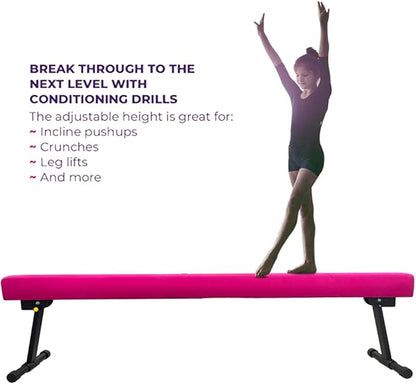 GLANT 8ft Ultrasimple Adjustable&Foldable Balance Beam,High-Low Floor Beam Suede Gymnastics Equipment,No Tool Require, Gymnastics Beam for Training&Professional HomeTraining