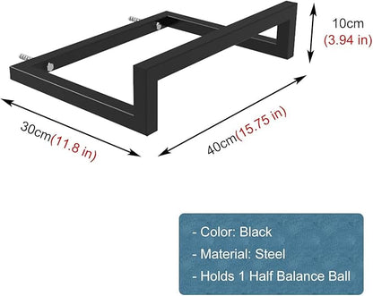 30Cm Wide Fitness Equipment Organizer Wall Mount, Half Ball Balance Trainer Storage Rack, Hanging Yoga Strap/Yoga Mat, Black