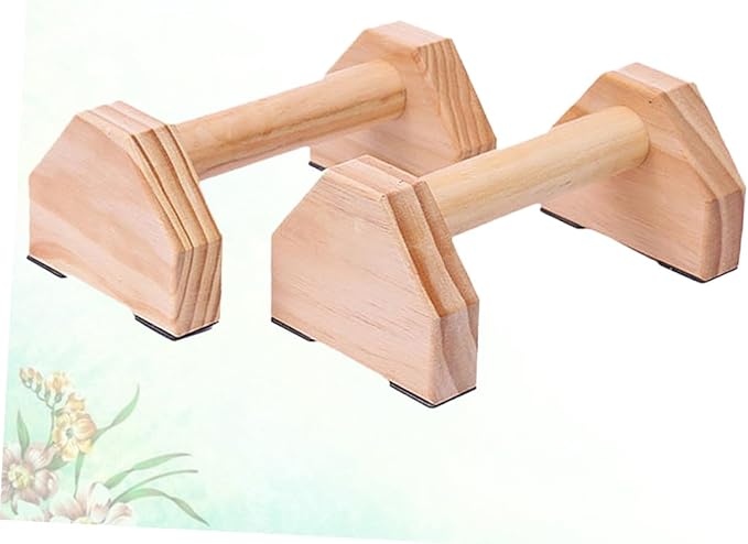Solid Wood Push-Up Brackets and Handstand Bars, Muscle Training Device for Home Fitness, Non-Slip Calisthenics Parallettes Pair for Strength and Gymnastics Exercises