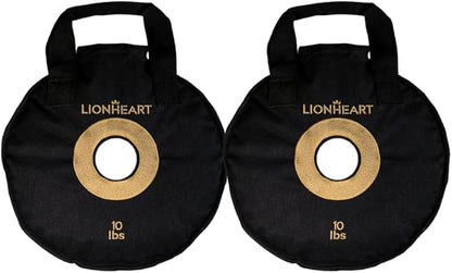 Lionheart Sand Bag Weight Plates Set | Sandbags for Working Out | Home Gym Bumper Plates | Travel-Friendly Sandbag for Fitness & Weight Training | Unfilled 10, 15, 25, 35, 45 lb Plates (Set of 2)