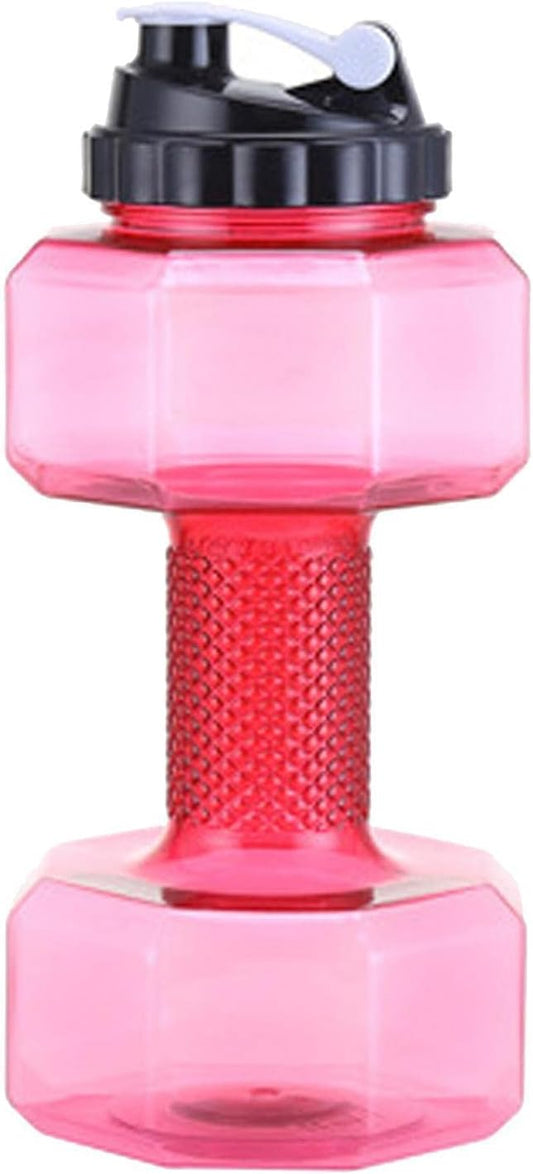 Big Capacity PETG Friendly Cup Dumbbell Shape Drinking Water Bottles Barbell Kettle Body Training Bottle () for Outdoor Camping Travel