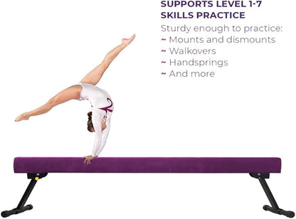 6ft Ultrasimple Adjustable&Foldable Balance Beam,High-Low Floor Beam Suede Gymnastics Equipment,No Tool Require, Gymnastics Beam for Training&Professional HomeTraining