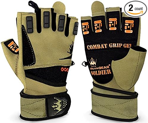 Crown Gear Weightlifting Gloves for Crossfit Workout Training - Fitness Gym Bodybuilding Gloves for Men or Women - Best for Heavy Weight Lifting Exercise Integrated Full Wrist Support Wraps