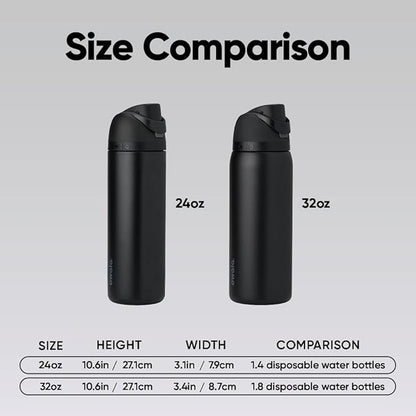 Owala FreeSip Insulated Stainless Steel Water Bottle with Straw, BPA-Free Sports Water Bottle, Great for Travel, 24 Oz, Very, Very Dark