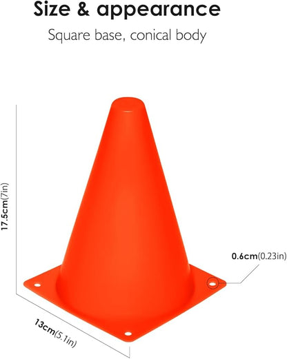 REEHUT 7.5 Inch Plastic Sport Training Traffic Cone (Set of 12, Orange)