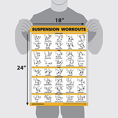 Palace Learning 2 Pack Suspension Workout Posters - Volume 1 & 2 - LAMINATED Exercise Charts - 18" x 24" Vol. 1 & 2
