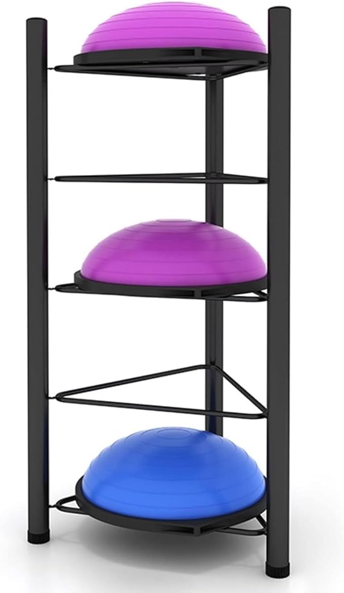 Balance Ball Half Rack, Iron Exercise Balls Holder for Home Gym, Floor Stand Balance Trainer Shelf